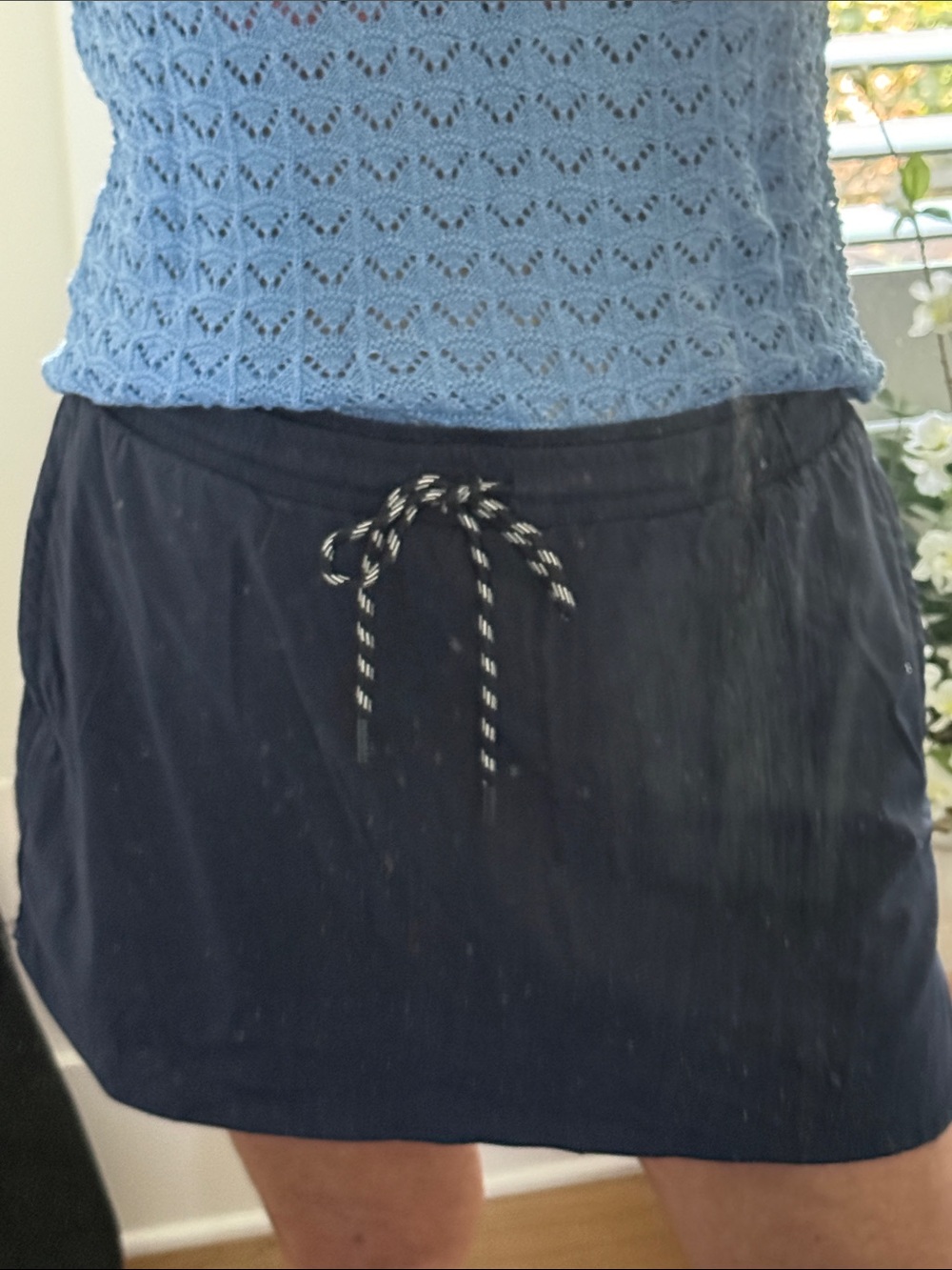 Navy Drawstring Mini skort with Contrast Cord